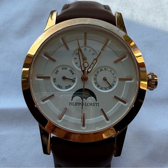 Filippo Loreti men’s watch Venice moonphase Roségold leather - Picture 7 of 16